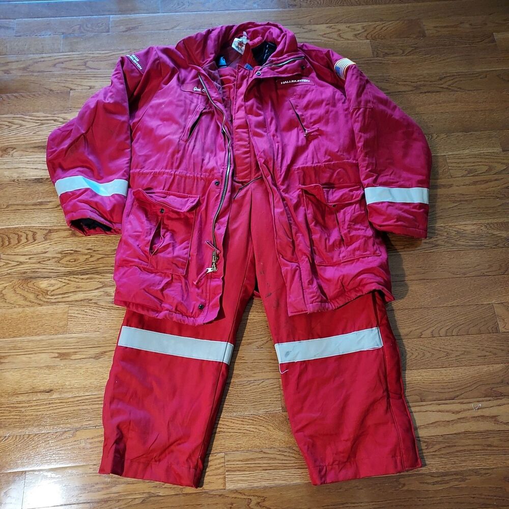 Wenaas Antiflame FR Bib Overalls Jacket Set Mens Halliburton Red 2XL HRC2